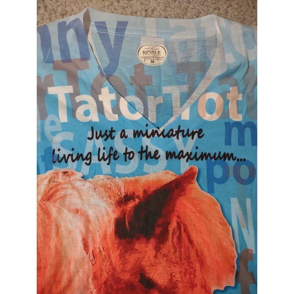 Noble Equestrian Shirt M Tatortot Miniature Horse Graphic Tshirt Vneck Short Slv - Picture 3 of 14